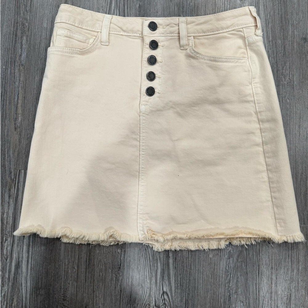 Just Black Cream Frayed Hem Mini Skirt
